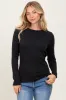 Black Ribbed Long Sleeve Maternity Top sold by Pinkblush