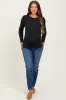Black Ribbed Long Sleeve Maternity Top sold by Pinkblush