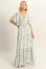 Blue Floral V-Neck Flowy Tiered Maternity Maxi Dress sold by Pinkblush
