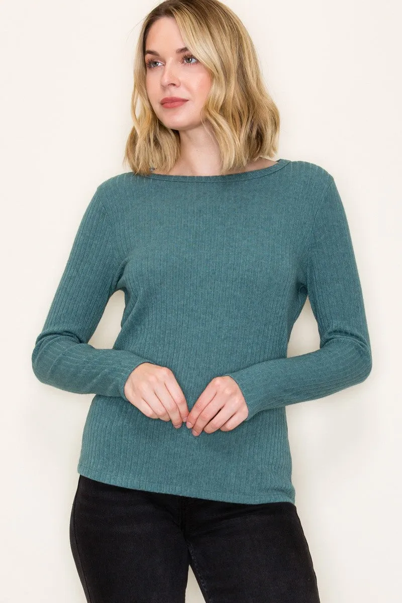 Deep Teal Ribbed Knit Maternity Long Sleeve Top sold by Pinkblush product image thumbnail 5