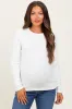 Ivory Ribbed Knit Maternity Long Sleeve Top sold by Pinkblush