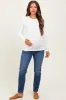 Ivory Ribbed Knit Maternity Long Sleeve Top sold by Pinkblush