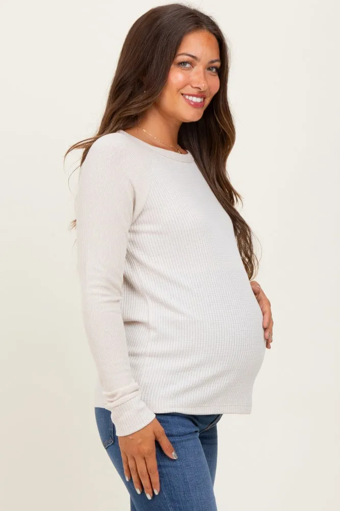 Cream Waffle Knit Maternity Long Sleeve Top sold by Pinkblush product image thumbnail 3