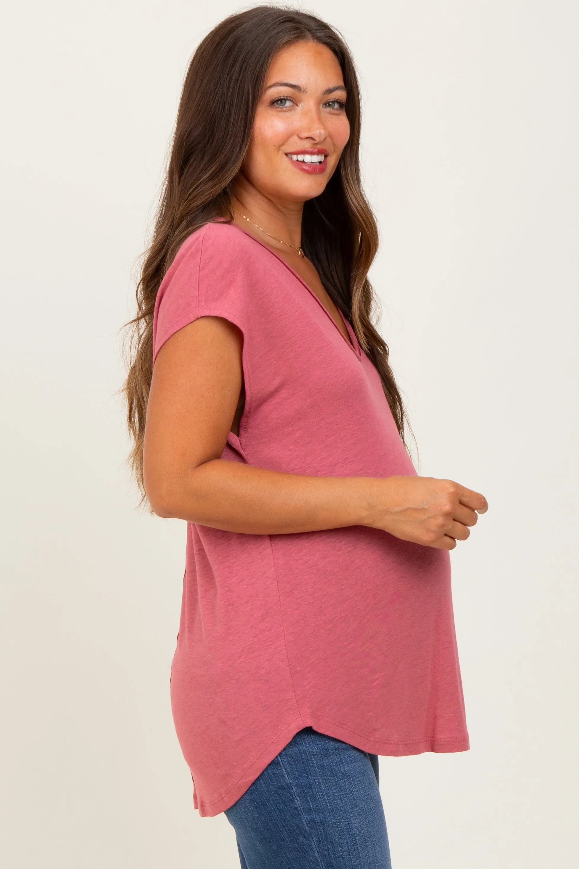 Coral V-Neck Maternity Top sold by Pinkblush product image thumbnail 3