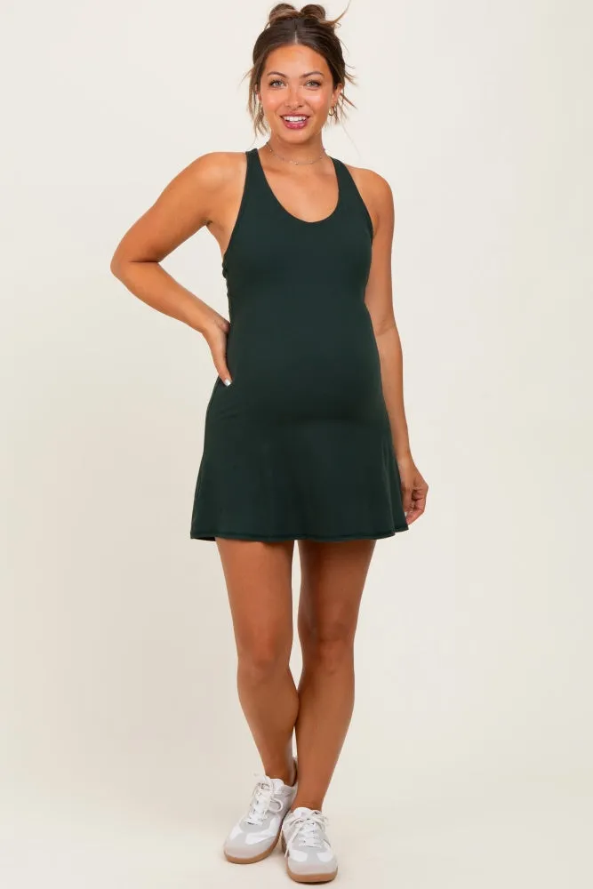 Dark Forest Green Tennis Racerback Maternity Romper Dress sold by Pinkblush product image thumbnail 2