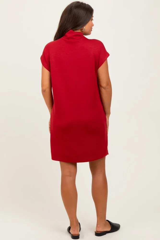 Rust Mock Neck Maternity Mini Dress sold by Pinkblush product image thumbnail 3