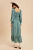 Teal Square Neck Long Sleeve Maxi Dress sold by Pinkblush