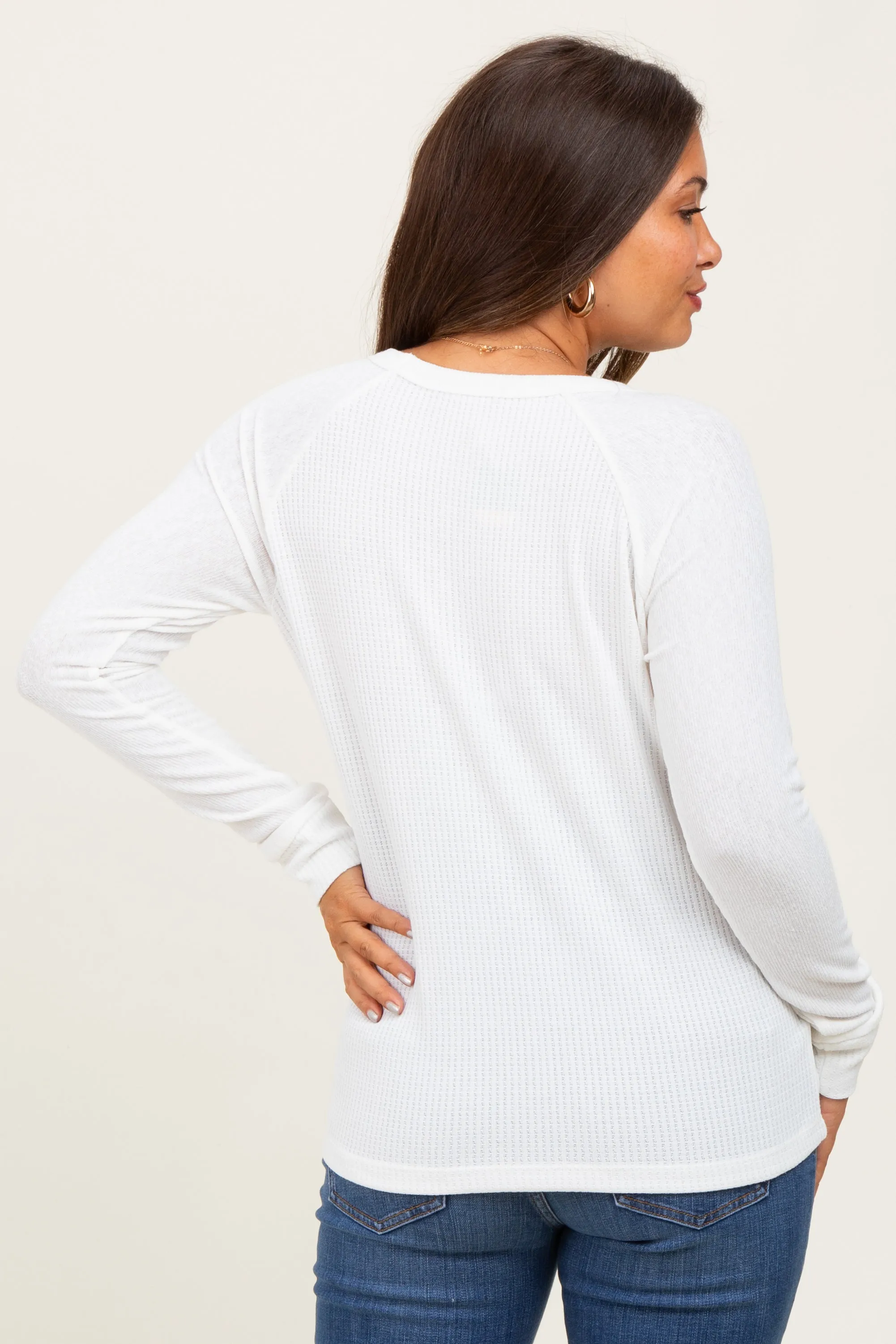 Ivory Waffle Knit Maternity Long Sleeve Top sold by Pinkblush product image thumbnail 4