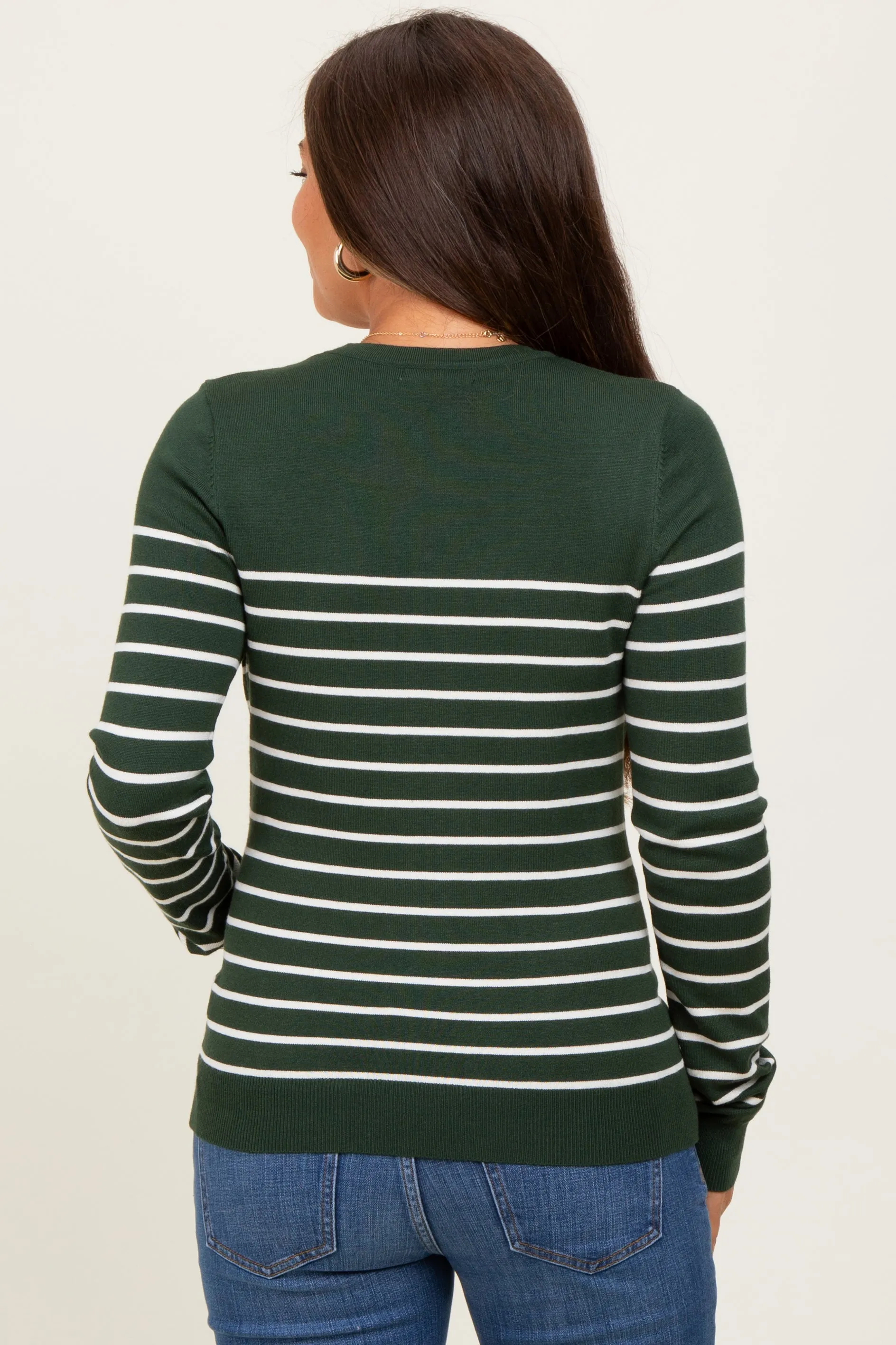Forest Green Striped Knit Maternity Long Sleeve Top sold by Pinkblush product image thumbnail 4