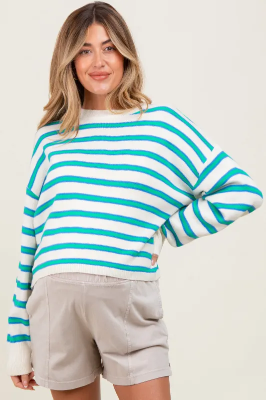 Green Multicolor Stripe Maternity Sweater sold by Pinkblush