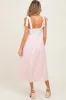 Peach Floral Contrast Stripe Shoulder Tie Maternity Midi Dress sold by Pinkblush