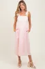 Peach Floral Contrast Stripe Shoulder Tie Maternity Midi Dress sold by Pinkblush