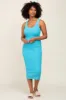 Aqua Ribbed Low Back Cut Out Sleeveless Midi Dress sold by Pinkblush