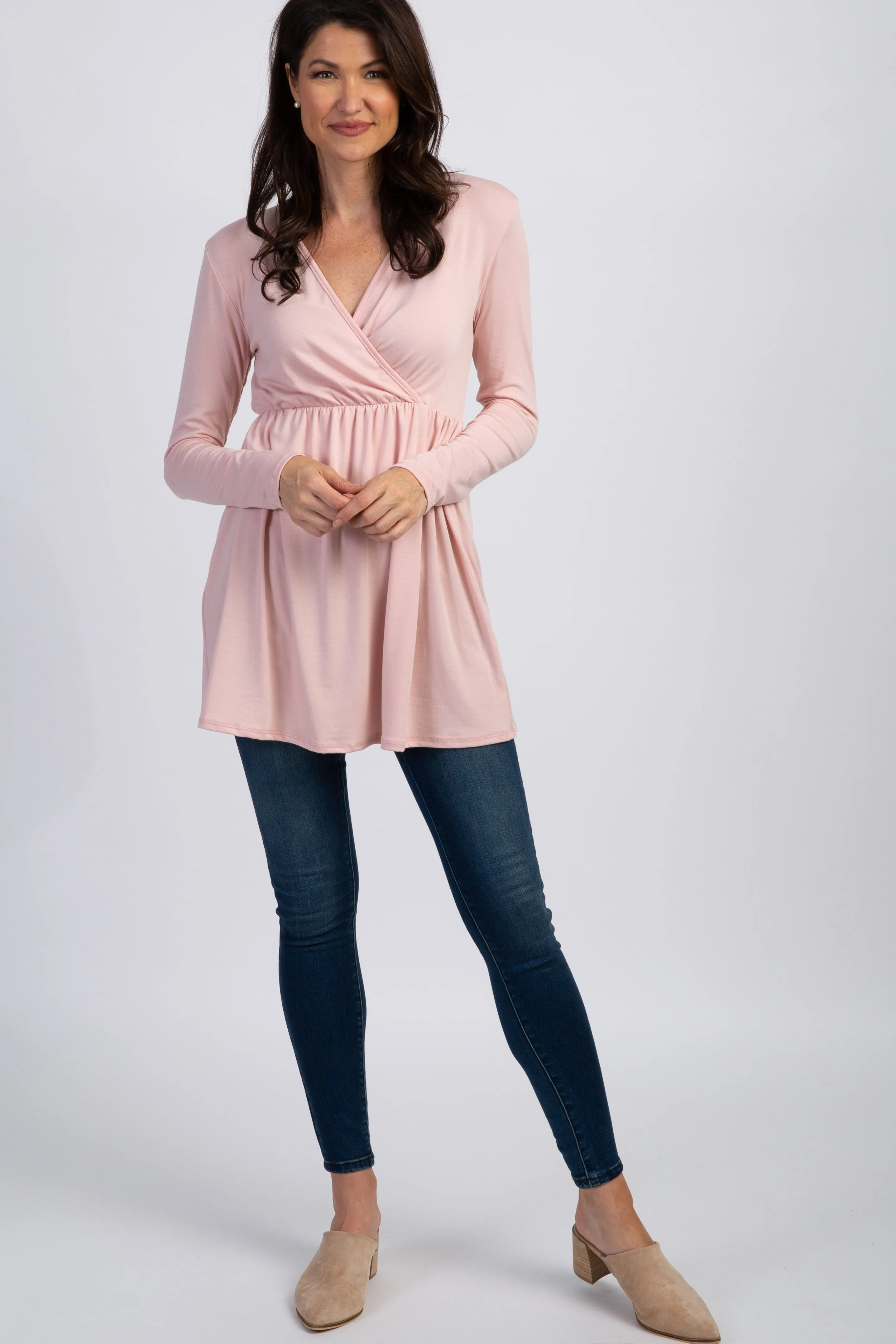 PinkBlush Light Pink Long Sleeve Wrap Front Nursing Top sold by Pinkblush product image thumbnail 5