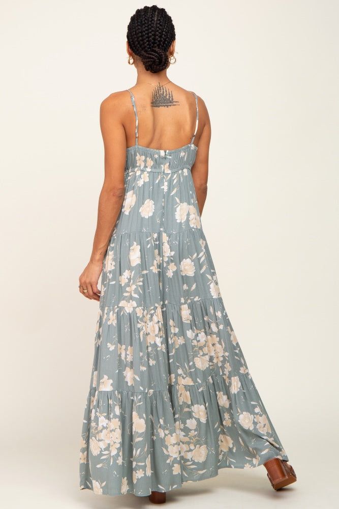 Sage Floral Tiered Maxi Dress sold by Pinkblush product image thumbnail 3