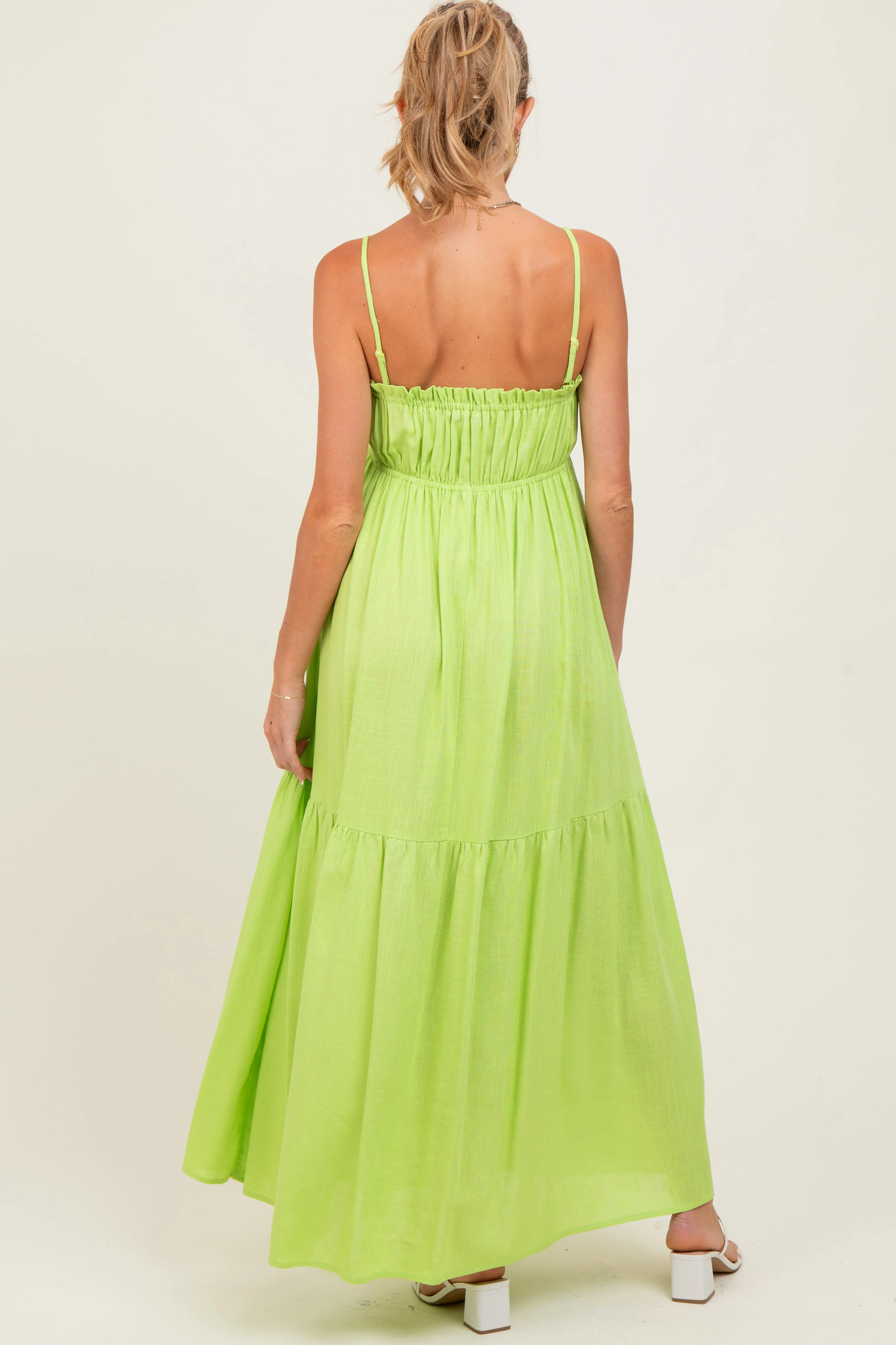 Lime Gathered Front Tie Maternity Maxi Dress sold by Pinkblush product image thumbnail 4