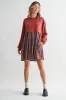 Burgundy Floral Sweatshirt Contrast Maternity Dress sold by Pinkblush