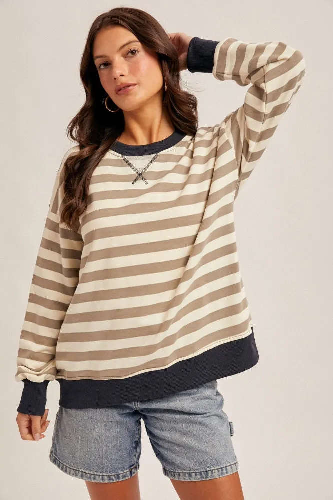 Navy Contrast Stripe Oversized Maternity Sweatshirt sold by Pinkblush product image thumbnail 5
