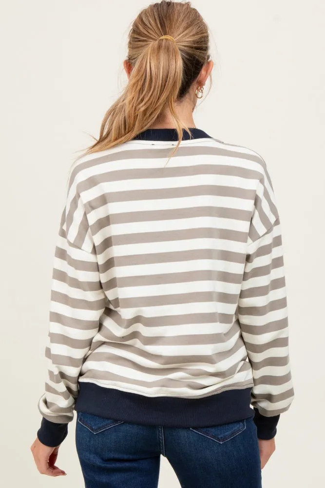 Navy Contrast Stripe Oversized Maternity Sweatshirt sold by Pinkblush product image thumbnail 4