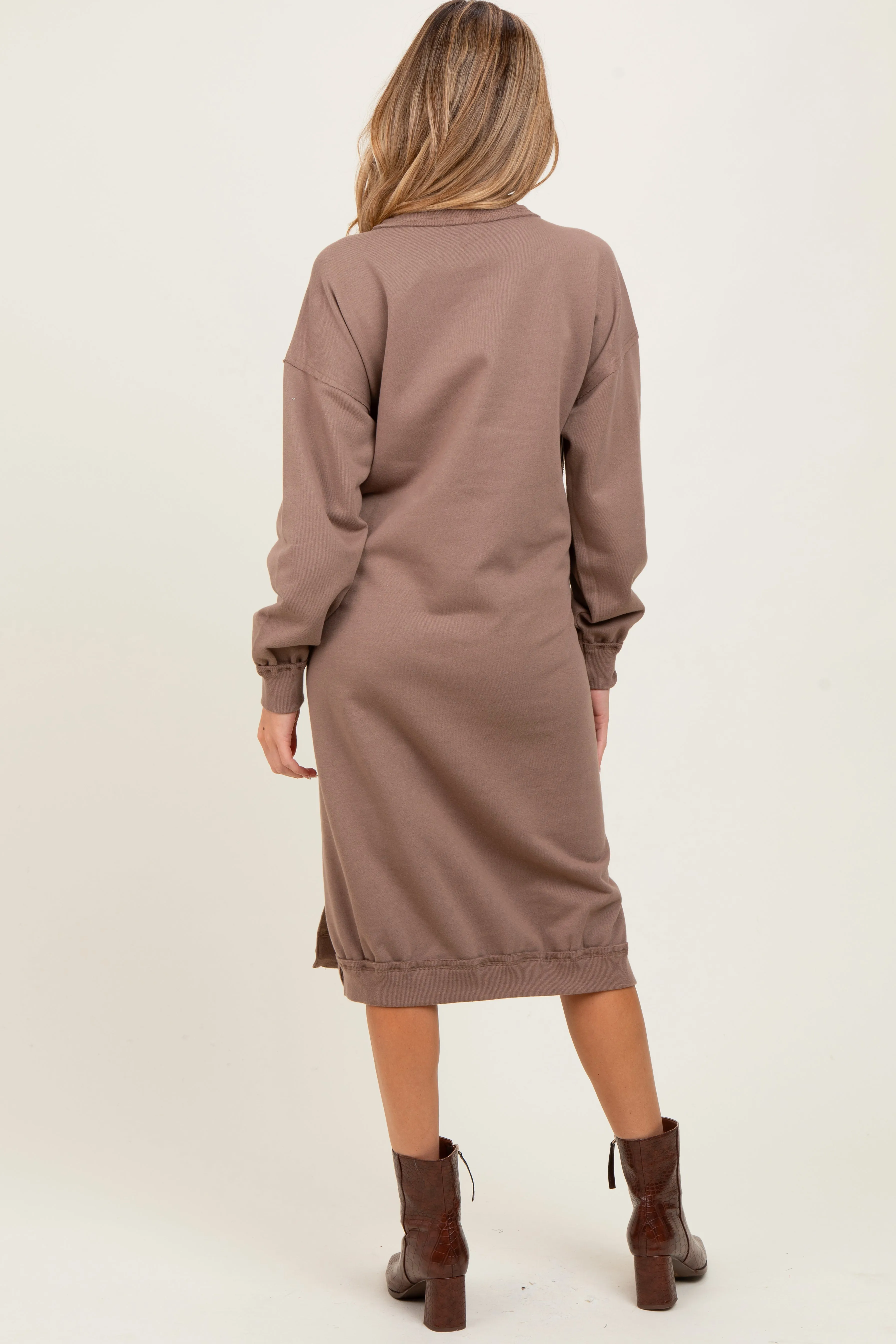 Mocha Maternity Sweatshirt Midi Dress sold by Pinkblush product image thumbnail 3