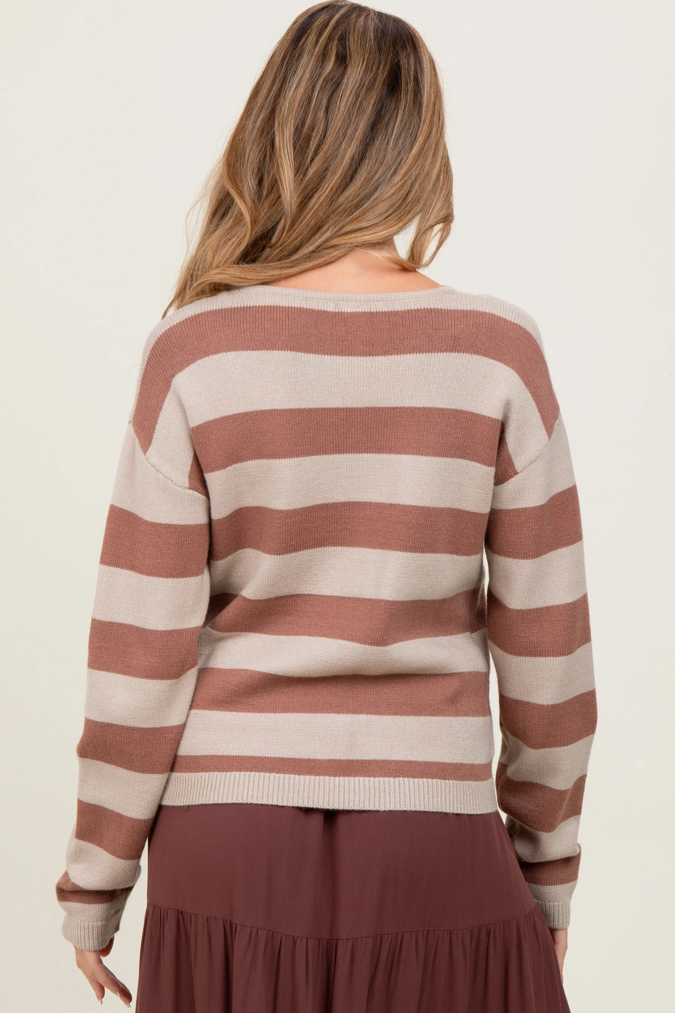 Rust Faux Layer Striped Knit Maternity Sweater sold by Pinkblush product image thumbnail 2