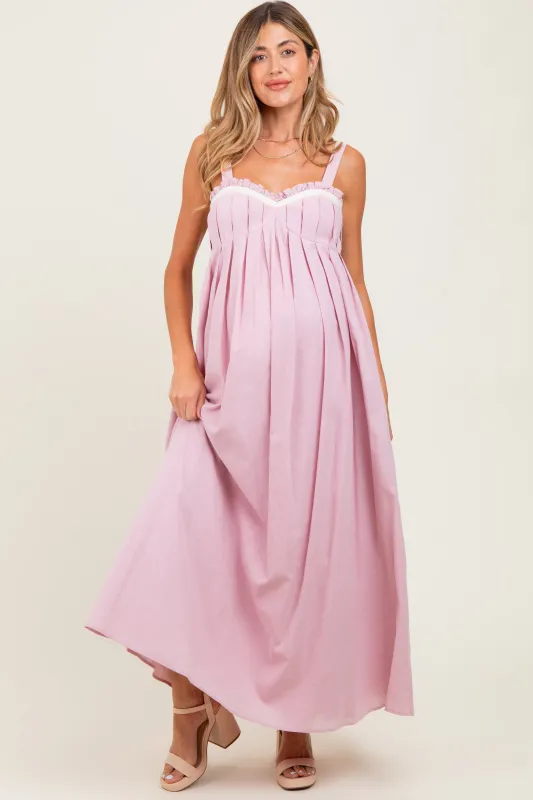 Light Pink Sweetheart Neckline Open Back Maternity Maxi Dress sold by Pinkblush