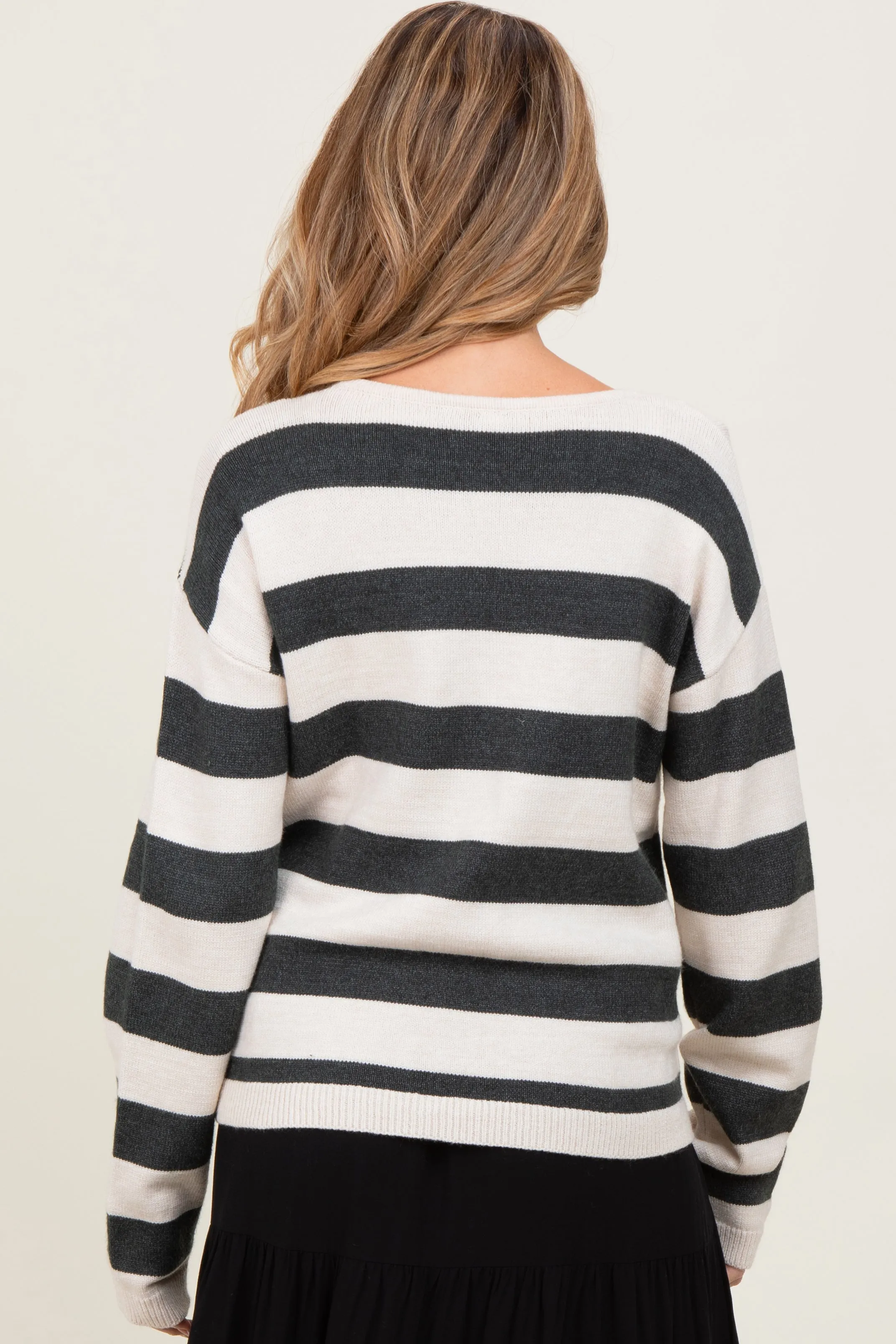 Charcoal Faux Layer Striped Knit Maternity Sweater sold by Pinkblush product image thumbnail 3