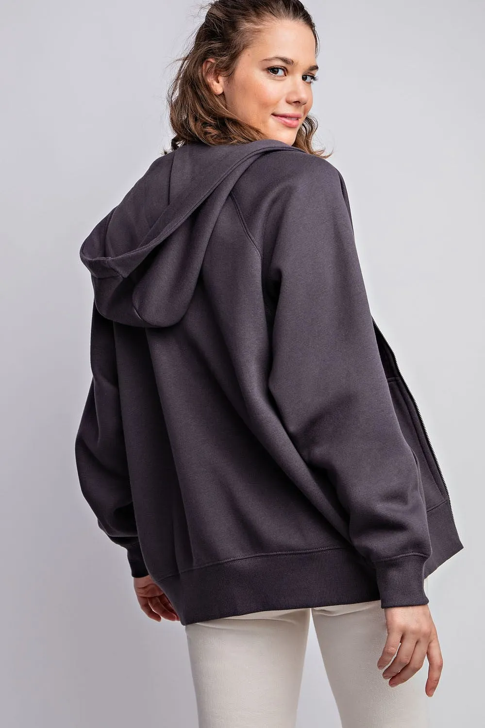 Charcoal Front Zipper Hooded Sweater sold by Pinkblush product image thumbnail 2