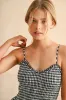 Black Gingham Smocked Ruffle Accent Maxi Dress sold by Pinkblush