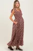 Brown Floral Smocked Maternity Midi Dress sold by Pinkblush