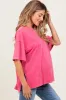 Fuchsia Washed Oversized Boxy Maternity Tee sold by Pinkblush