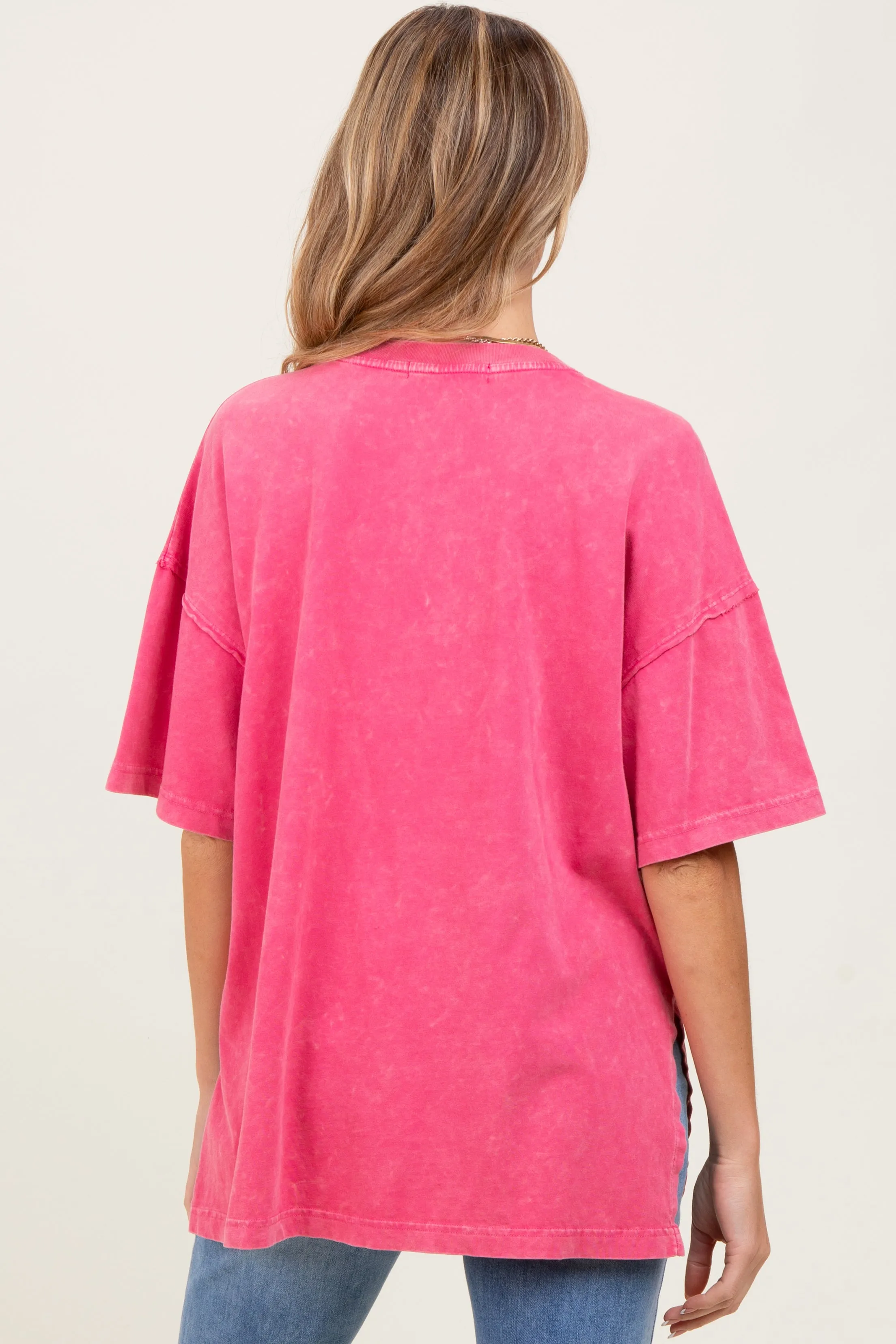 Fuchsia Washed Oversized Boxy Maternity Tee sold by Pinkblush product image thumbnail 4