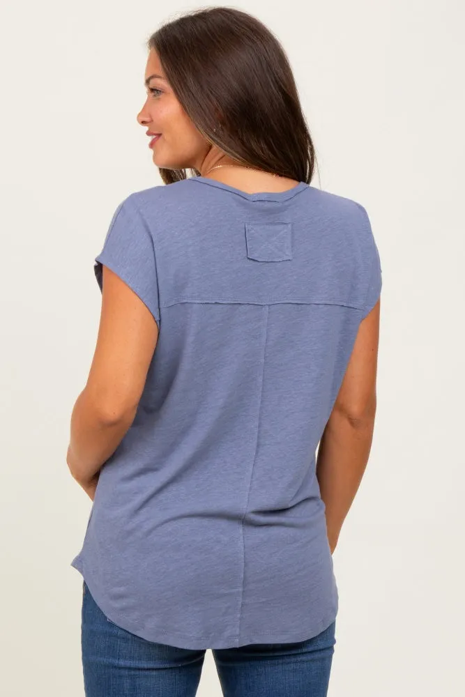 Light Navy V-Neck Maternity Top sold by Pinkblush product image thumbnail 4