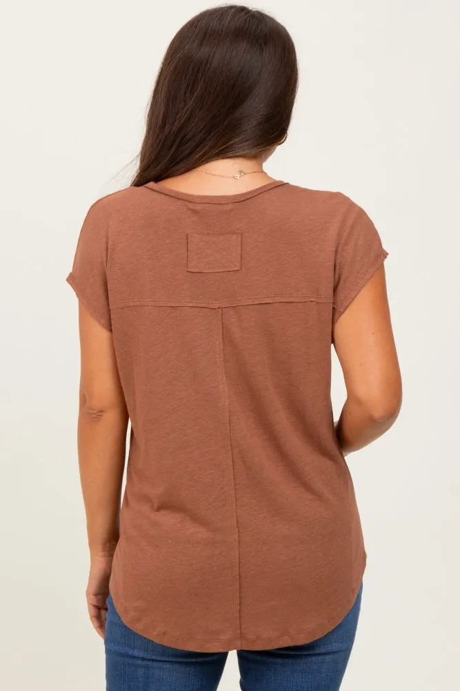 Dark Camel V-Neck Maternity Top sold by Pinkblush product image thumbnail 4