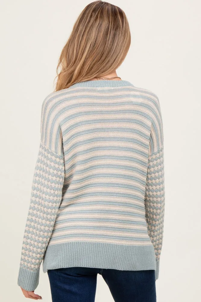 Light Olive Striped Dot Contrast Knit Maternity Sweater sold by Pinkblush product image thumbnail 4