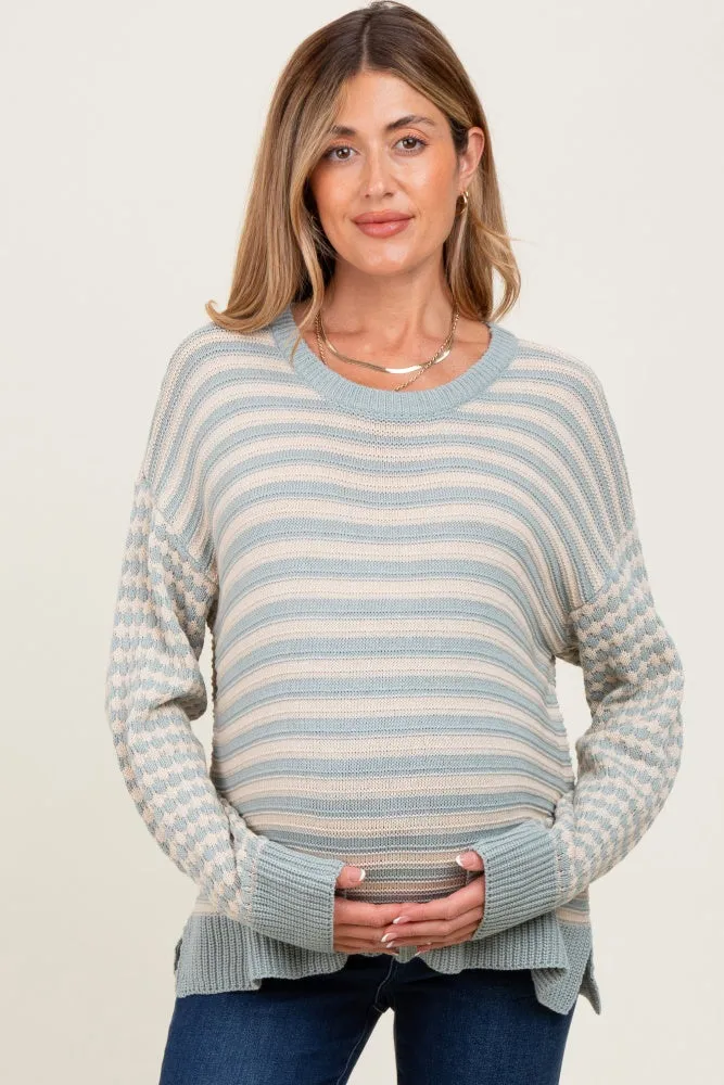 Light Olive Striped Dot Contrast Knit Maternity Sweater sold by Pinkblush product image thumbnail 2