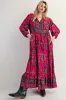 Magenta Floral Tassel Tie Long Sleeve Maternity Maxi Dress sold by Pinkblush