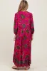 Magenta Floral Tassel Tie Long Sleeve Maternity Maxi Dress sold by Pinkblush