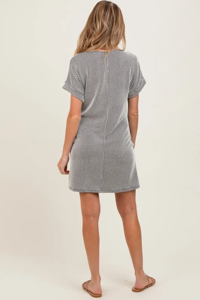 Charcoal Ribbed Short Sleeve T-Shirt Maternity Dress sold by Pinkblush product image thumbnail 5