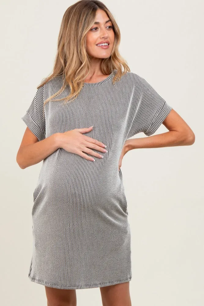 Charcoal Ribbed Short Sleeve T-Shirt Maternity Dress sold by Pinkblush product image thumbnail 2