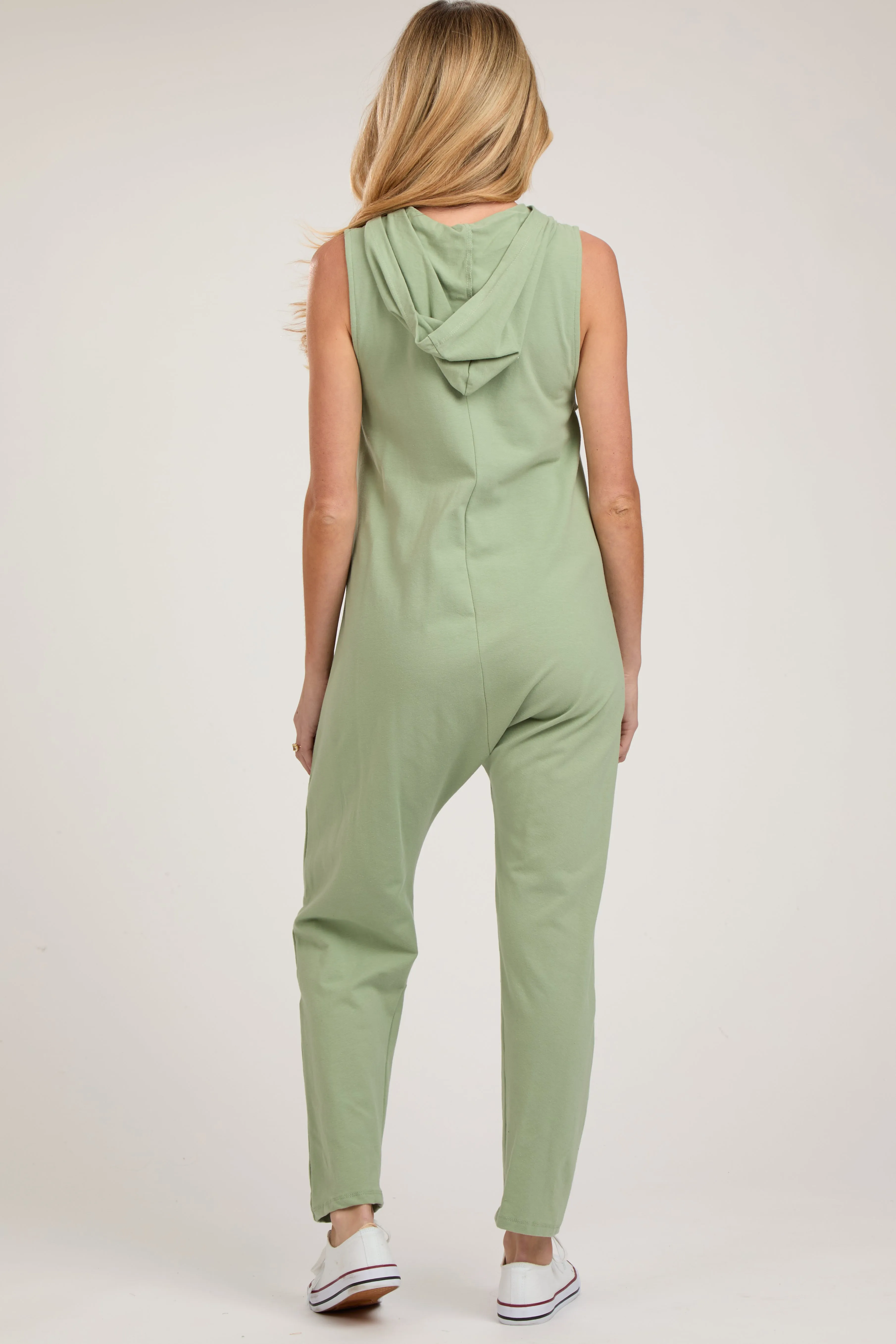 Light Olive Hooded Button Up Maternity Jumpsuit sold by Pinkblush product image thumbnail 2