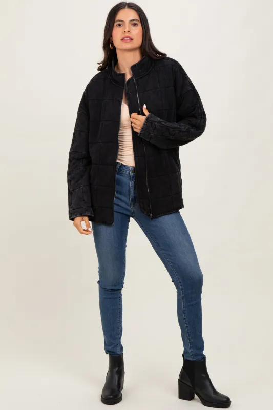 Black Quilted Oversized Jacket sold by Pinkblush