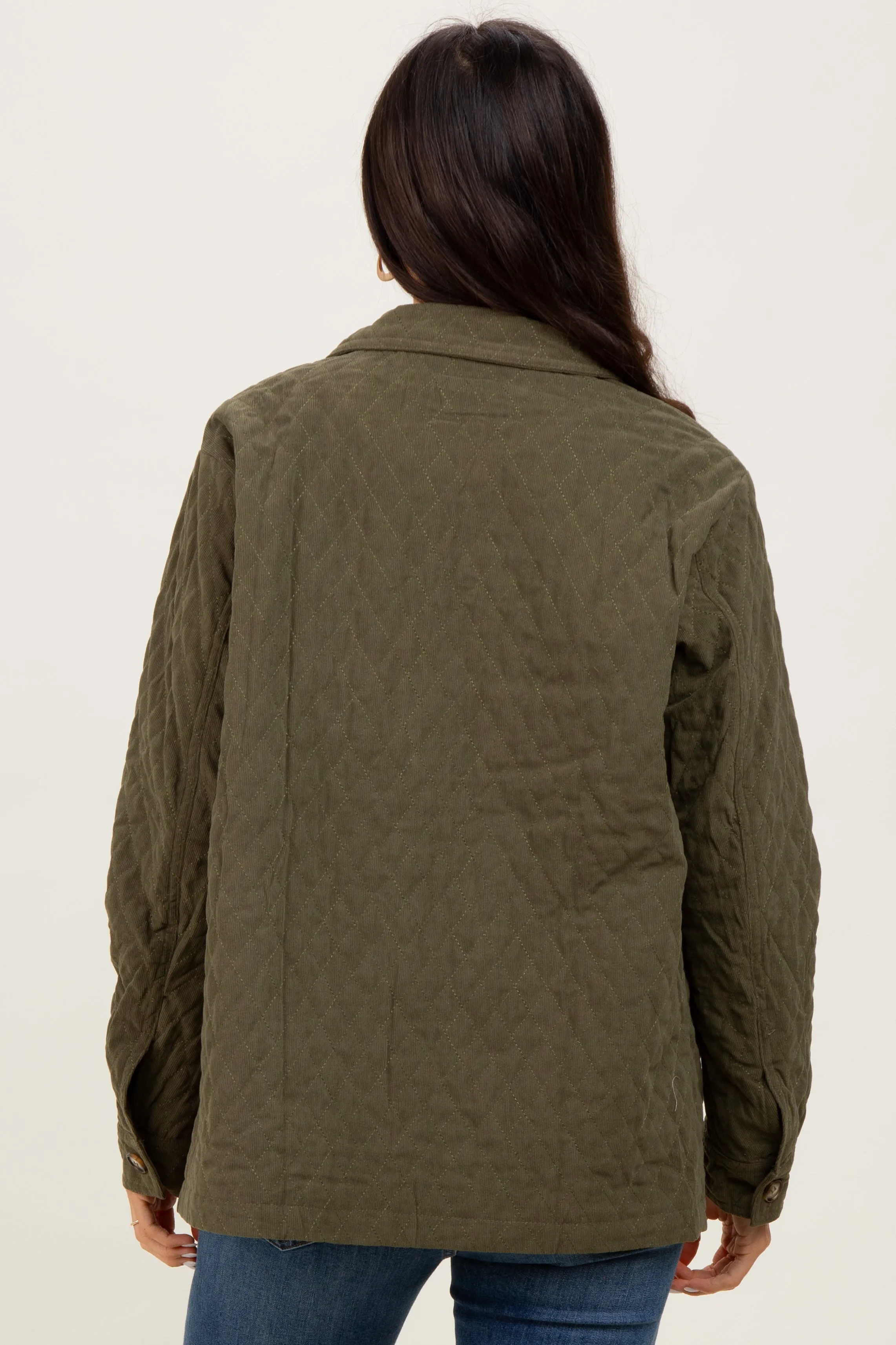 Olive Quilted Button Jacket sold by Pinkblush product image thumbnail 4