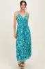 Teal Floral V-Neck Lace Trim Maxi Dress sold by Pinkblush