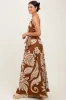 Camel Floral Halter Sleeveless Maxi Dress sold by Pinkblush