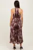 Brown Floral Pleated Halter Midi Dress sold by Pinkblush