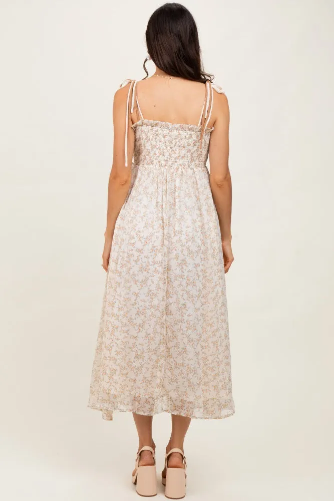 Yellow Garden Floral Printed Smocking Maxi Dress sold by Pinkblush product image thumbnail 4