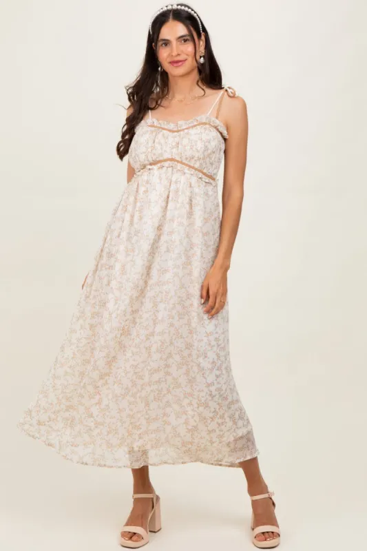 Yellow Garden Floral Printed Smocking Maxi Dress sold by Pinkblush