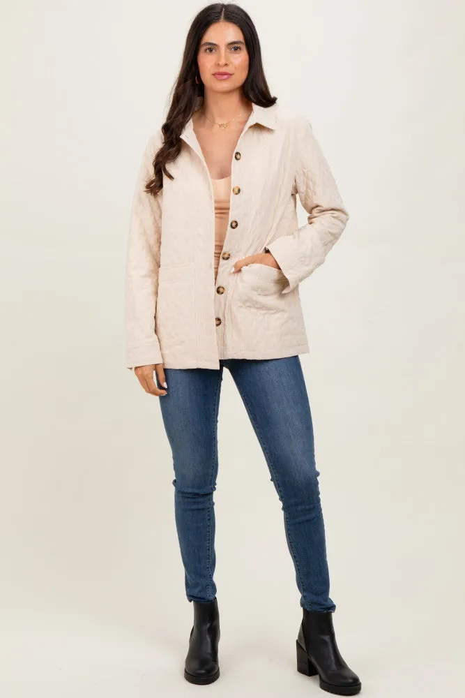 Cream Quilted Button Jacket sold by Pinkblush product image thumbnail 2