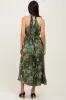 Olive Floral Pleated Halter Midi Dress sold by Pinkblush